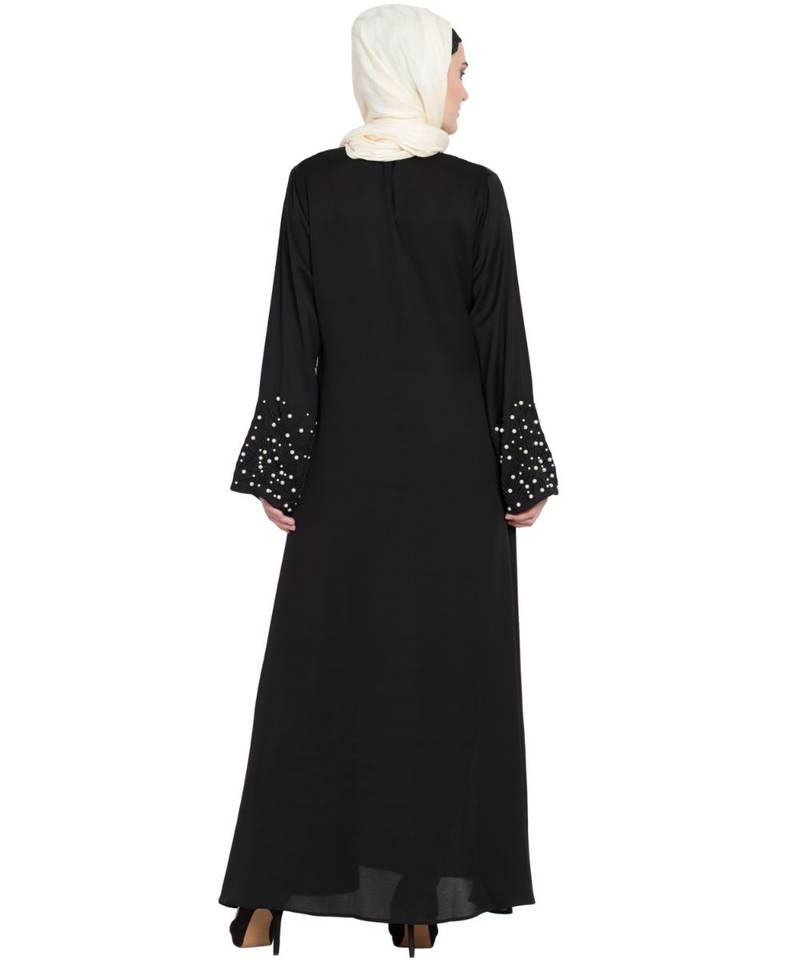 Black Embroidered Nida Abaya