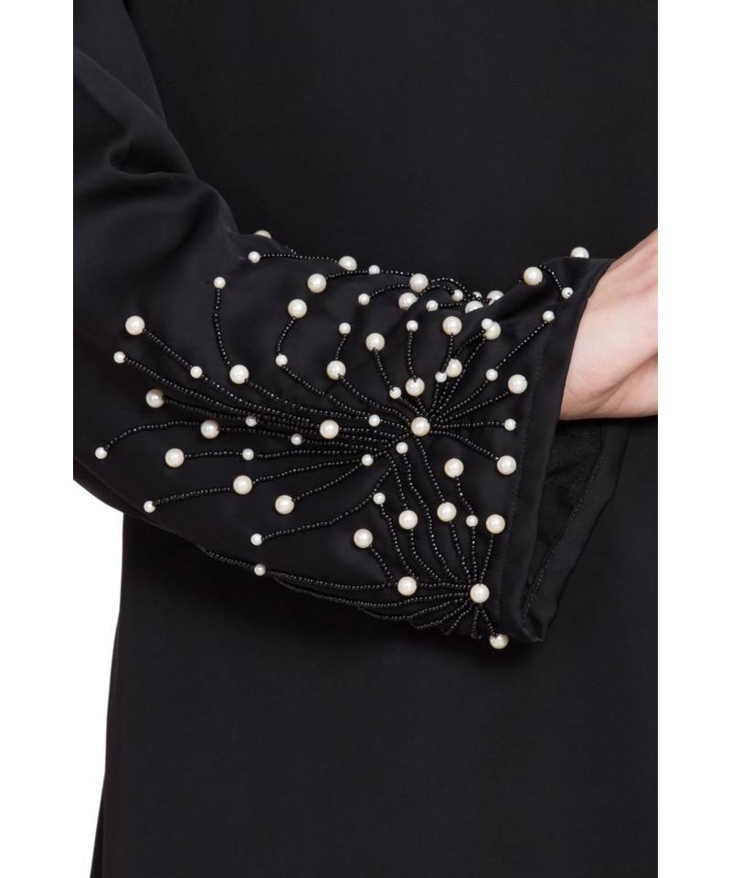 Black Embroidered Nida Abaya
