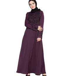 Violet Embroidered Nida Abaya