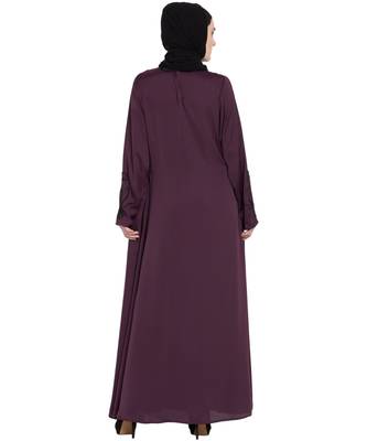 Violet Embroidered Nida Abaya 5