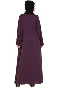 Violet Embroidered Nida Abaya