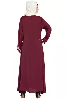 Maroon Embroidered Nida Abaya