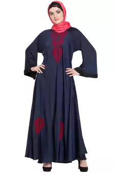 Blue Embroidered Nida Abaya