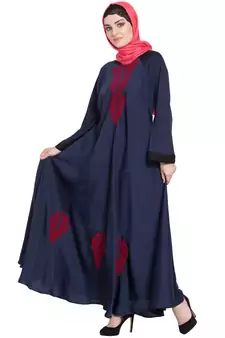 Blue Embroidered Nida Abaya