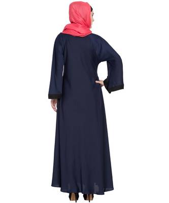 Blue Embroidered Nida Abaya 5