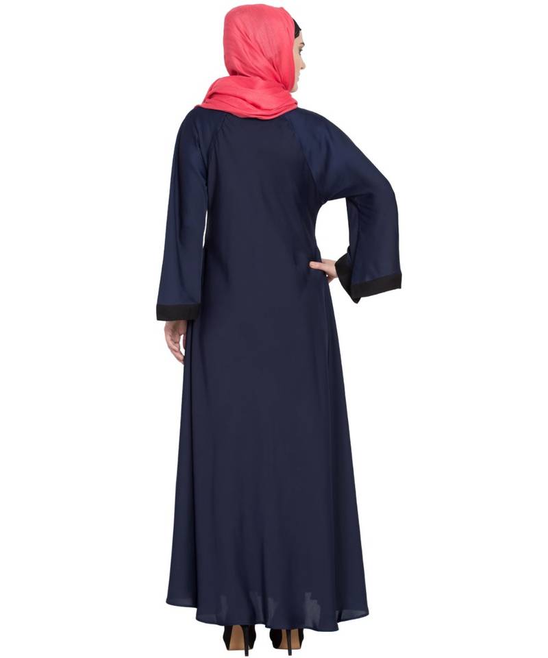 Blue Embroidered Nida Abaya