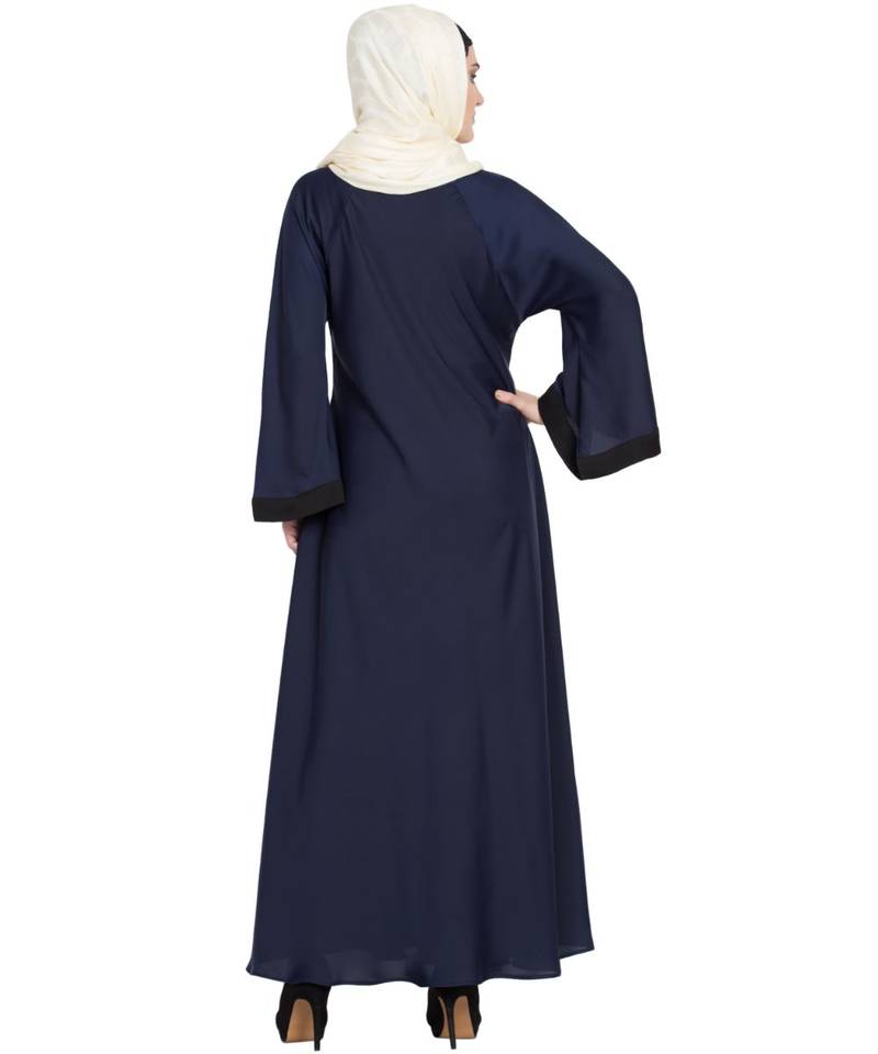 Blue Embroidered Nida Abaya