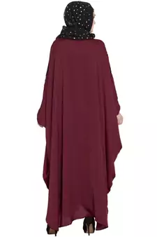 Maroon Embroidered Nida Abaya