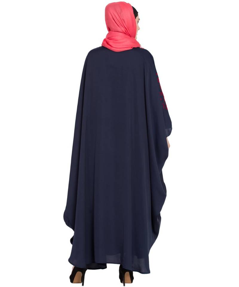 Blue Embroidered Nida Abaya