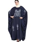 Blue Embroidered Nida Abaya