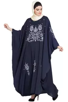 Blue Embroidered Nida Abaya