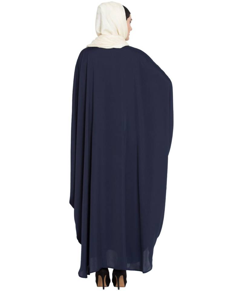 Blue Embroidered Nida Abaya