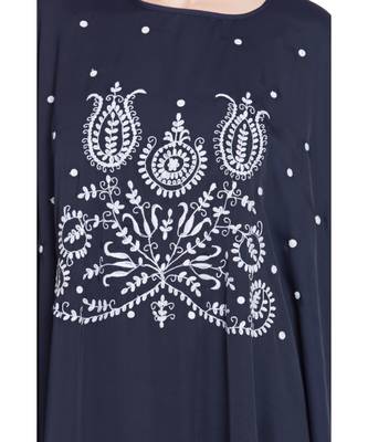 Blue Embroidered Nida Abaya 5