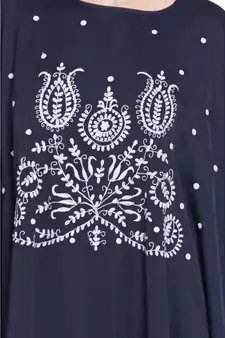 Blue Embroidered Nida Abaya