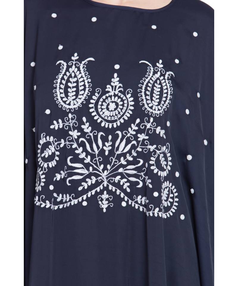 Blue Embroidered Nida Abaya