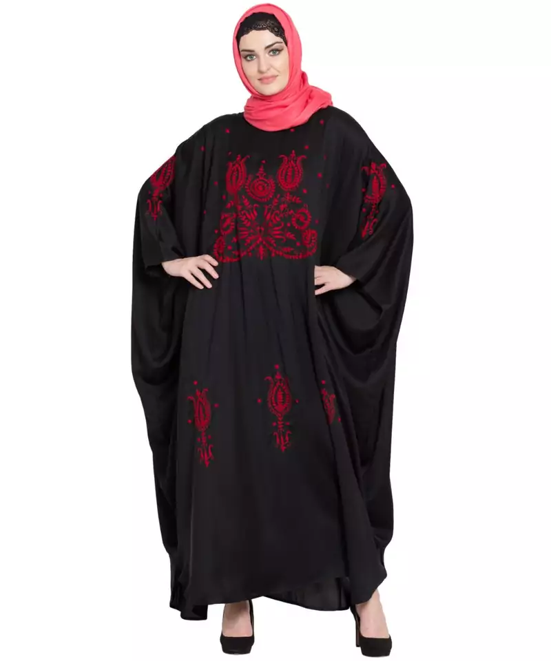 Black Embroidered Nida Abaya