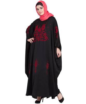 Black Embroidered Nida Abaya 2