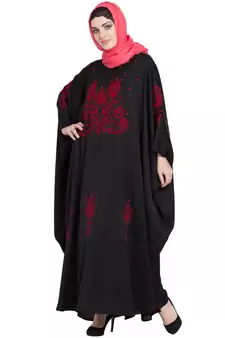 Black Embroidered Nida Abaya