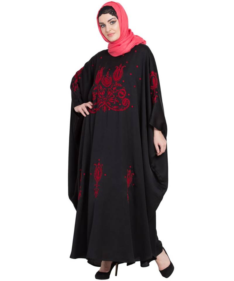 Black Embroidered Nida Abaya