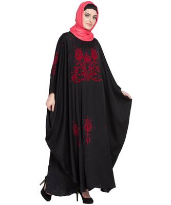 Black Embroidered Nida Abaya 3