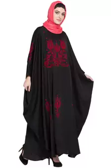 Black Embroidered Nida Abaya