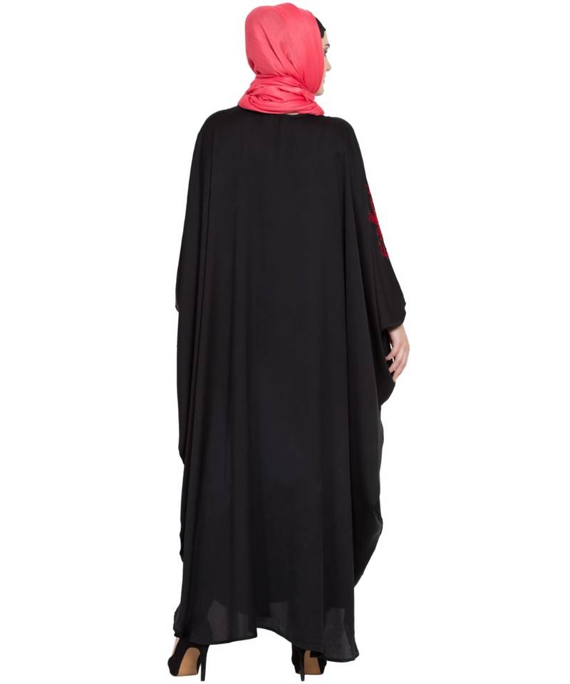 Black Embroidered Nida Abaya