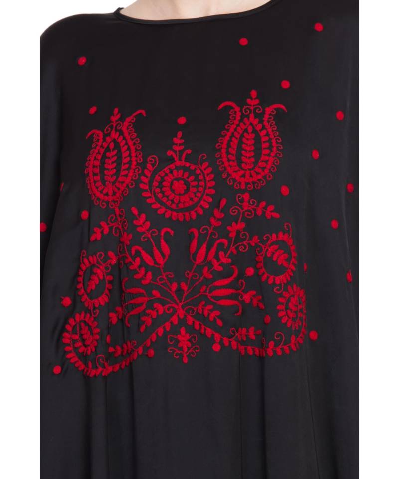 Black Embroidered Nida Abaya