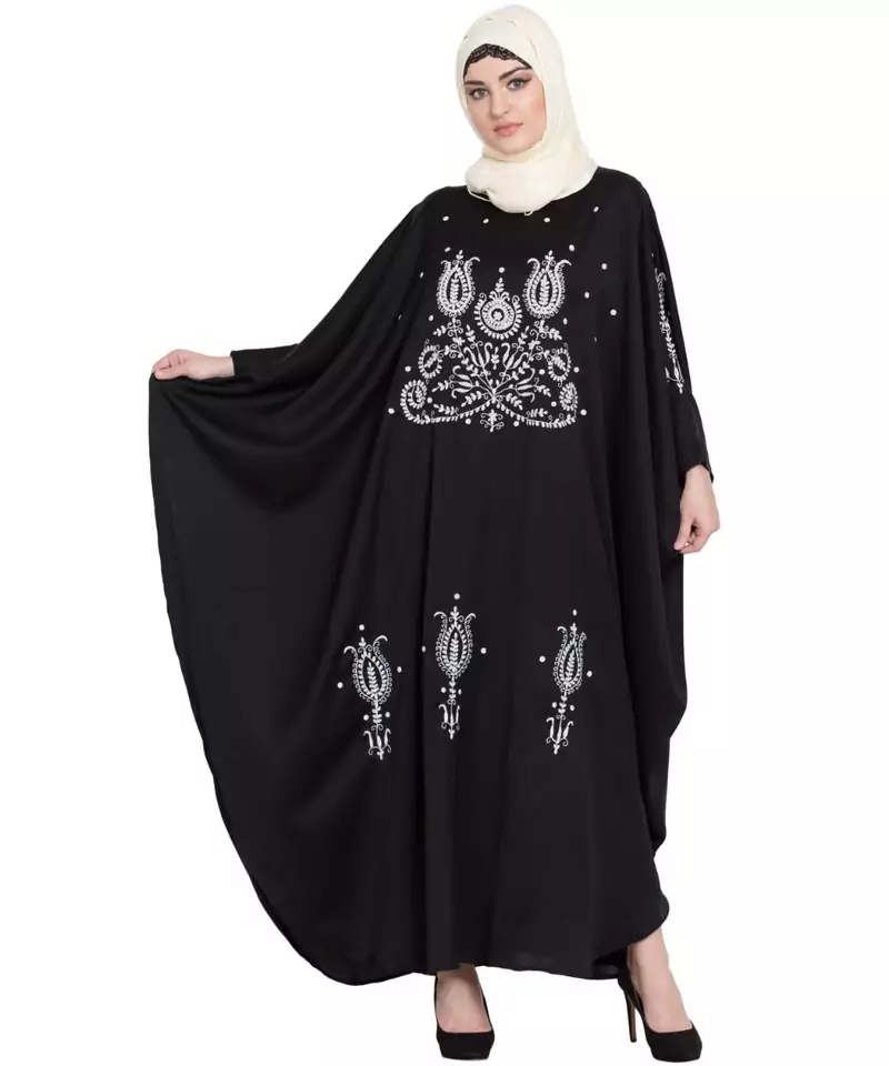 Black Embroidered Nida Abaya