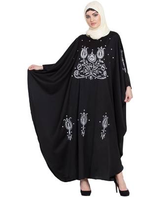 Black Embroidered Nida Abaya 1