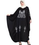 Black Embroidered Nida Abaya