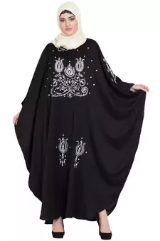 Black Embroidered Nida Abaya
