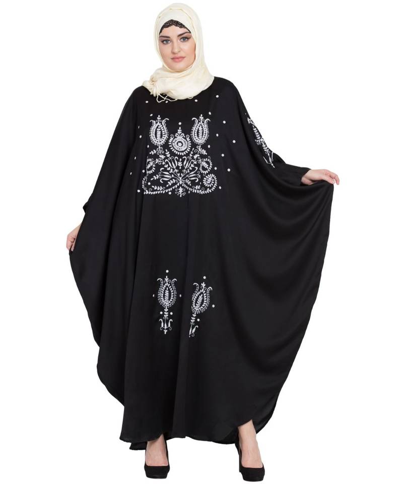 Black Embroidered Nida Abaya