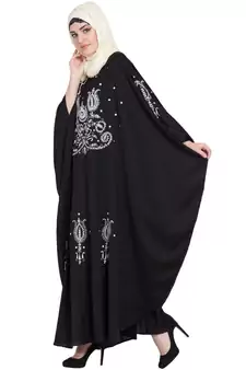 Black Embroidered Nida Abaya