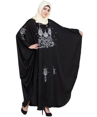 Black Embroidered Nida Abaya 4