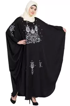 Black Embroidered Nida Abaya