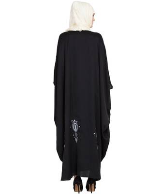 Black Embroidered Nida Abaya 5