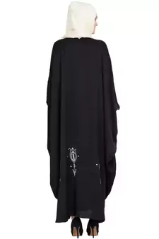 Black Embroidered Nida Abaya