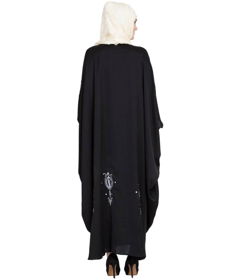 Black Embroidered Nida Abaya