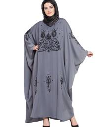 Grey Embroidered Nida Abaya