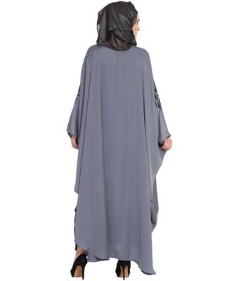 Grey Embroidered Nida Abaya 5