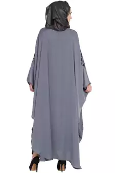 Grey Embroidered Nida Abaya