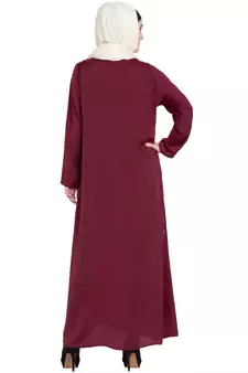 Maroon Embroidered Nida Abaya