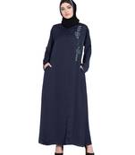 Blue Embroidered Nida Abaya
