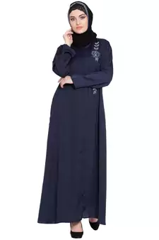 Blue Embroidered Nida Abaya