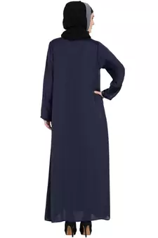 Blue Embroidered Nida Abaya