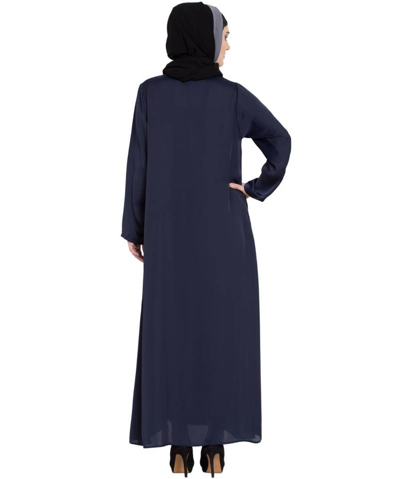 Blue Embroidered Nida Abaya