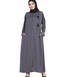 Grey Embroidered Nida Abaya