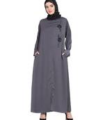 Grey Embroidered Nida Abaya