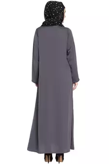 Grey Embroidered Nida Abaya