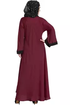 Maroon Embroidered Nida Abaya